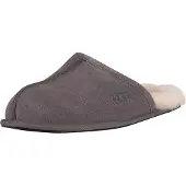 Ugg for man. 1101111 Gray Leather Scuff Slippers (40), Flat, Suede, None, Homewear, Grey