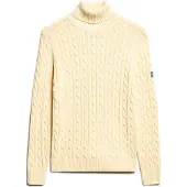 Superdry for woman. W6110614A Slouchy cable roll beige jumper (S), Casual, Cotton