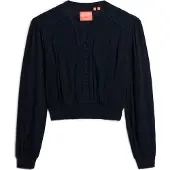 Superdry Lace Trim Smocked Langermet Bluse