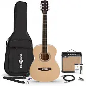 Gear4Music Student Elektroakustisk Gitar Naturell 15W Akustisk Forsterker & Tilbehørspakke