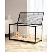 Vevor Hamsterbur, 360° visning gjennomsiktige hamsterhabitater, smådyrbur, 91 x 48 x 59 cm, ventilerte musebur med inngangsdør, bærbart hamsterhus for rotter, marsvin