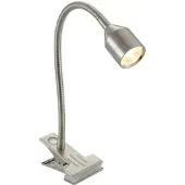 LINDBY Djamila LED-klemmelampe, nikkel satinert