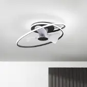 In.tec® LED-takvifte Storm, svart/hvit, Ø 77 cm CCT, stillegående