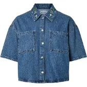 Pieces Pcsky Embroidery 3/4 Denimskjorte