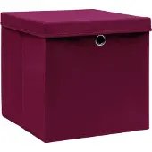 vidaXL Oppbevaringsbokser med deksler 10 stk 28x28x28 cm mørkerød