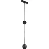 LINDBY LED-pendellampe Lumaro, svart,Ø6,2 cm,48V,dimbar