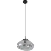 LINDBY hengelampe Lelia, røykgrå, glass, Ø 35 cm