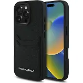 Karl Lagerfeld HC Grained PU Cardslot Metall Elong iPhone 16 Pro-etui - Svart