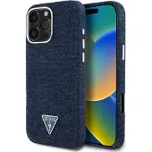 GUESS Denim MagSafe-etui med trekantlogo iPhone 16 Pro Max-etui - blå