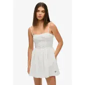 Superdry for woman. W8012023A Broderie Cami Mini Dress white (L), Casual, Cotton, Sleeveless / Straps