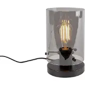QAZQA Design bordlampe svart med røykglass - Dome