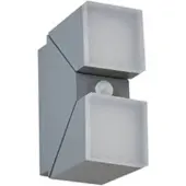LINDBY LED-vegglampe Sally, 22 cm, grå, IP54, sensor