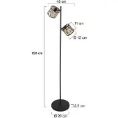 Mexlite Gulvlampe Sumba, 2 lyskilder, svart, naturlig bambus/svart, E14