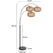Steinhauer Gulvlampe Nox Light med 3 lyskilder, svart, brun ledning, E27