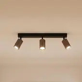 TK Lighting Downlight Tune, 3 lyskilder, brun, metall, lengde 66 cm