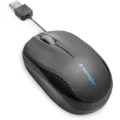 Kensington Pro Fit Retractable Mobile - Mus - optisk - 3 knapper - kablet - USB - svart