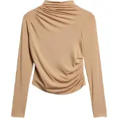Superdry for woman. W6011682A Perkins long sleeve ruffled t-shirt with long sleeves brown (M), Casual, Modal