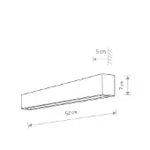 Euluna Vegglampe Straight S, 62 cm, svart