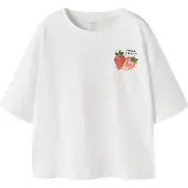 Name It Kids T-skjorte - NkfJemillo - Bright White m. Mansikka - - 6 år (116) - T-skjorte