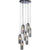 QAZQA Art Deco-pendellampe svart med røykglass 7-lys - Laura