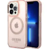 GUESS GUHMP14XHTCMP iPhone 14 Pro Max 6.7" rosa hard koffert Gold Outline MagSafe Translucent