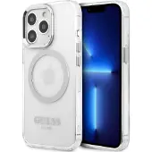 GUESS MagSafe-etui med metallkonturer for iPhone 13 Pro / iPhone 13 - sølv