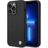 BMW Silikonetui med metallogo for iPhone 14 Pro Max - svart