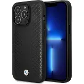 BMW Etui BMHMP14X22RFGK iPhone 14 Pro Max 6,7" svart/svart lær med diamantmønster MagSafe