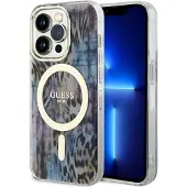 GUESS GUHMP14LHLEOPWB iPhone 14 Pro 6,1" blå/blå hardcase Leopard MagSafe