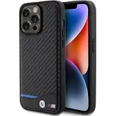 BMW Leather Carbon-etui for iPhone 15 Pro Max - svart