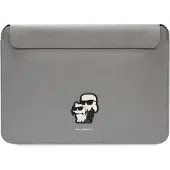 Karl Lagerfeld Saffiano Karl&Choupette-etui for en 14" bærbar datamaskin - sølv