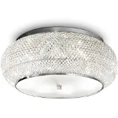Ideal Lux taklampe Pasha, kromfarget/klar, Ø 55 cm, glass