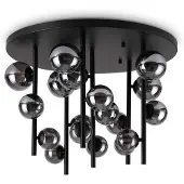Ideal Lux taklampe Perlage svart/røykgrå Ø 70 cm 18 lys