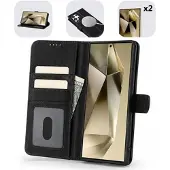 MyTPhone Samsung Galaxy S24 Ultra CardMate MagSafe lommebokveske i lær med kortholder, stativ, 2x skjermbeskytter - svart