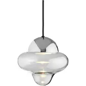 Design By Us LED-hengelampe Nutty, klar/kromfarget, Ø 18,5 cm, glass