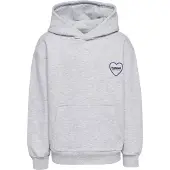 Hummel Hettegenser - HmlJR - Hjertefelt - Light Grey Melange - - 4 år (104) - Hettegenser