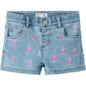 Name it Shorts - NmfRose - Light Blue Denim/Strawberry - - 4 år (104) - Shorts
