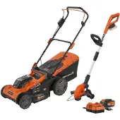 Powerplus 5.0/2.5ah 2x20v Elektrisk Gressklipper Og Gresstrimmer 3 Stykker