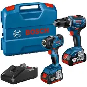 Bosch verktøysett 18 V GDR/GSR med 2 stk. 4,0 Ah i L-CASE