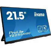 Iiyama ProLite T2255MSC-B1 - LED-skjerm - 21.5 - berøringsskjerm - 1920 x 1080 Full HD (1080p) @ 60 Hz - IPS - 400 cd/m² - 1000:1 - 5 ms - HDMI, DisplayPort - høyttalere - matt svart
