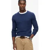 Superdry for man. M6110564A Essential navy crew neck jumper (XL), Casual, Nylon