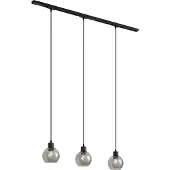 QAZQA Moderne skinnesystem svart med 3 pendellamper 1-fase - Iconic Lava