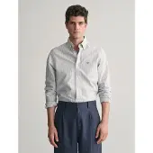 Gant for man. 3000232 Slim fit oxford shirt in blue fine stripes (M), Casual, Cotton, Long sleeve