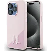 Karl Lagerfeld MagSafe-etui i silikon med metallskygge og initialer for iPhone 15 Pro Pink