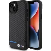 BMW Leather Carbon-etui for iPhone 15 Plus - svart