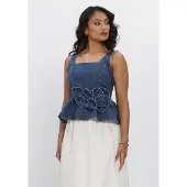 Y.A.S Yaselsie Peplum Denim Topp