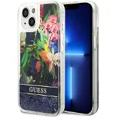 GUESS GUHCP14MLFLSB iPhone 14 Plus 6,7" blå / blå hardcase Flower Liquid Glitter