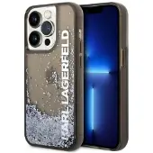 Karl Lagerfeld Liquid Glitter Elong-etui for iPhone 14 Pro - svart