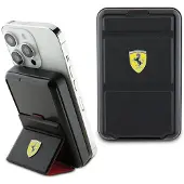 Ferrari Powerbank Metal Logo MagSafe induksjon 15W 10000 mAh med stativfunksjon - svart