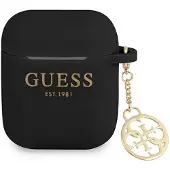 GUESS GUA2LSC4EK deksel til AirPods 1/2 - svart/svart silikon charm 4G Collection